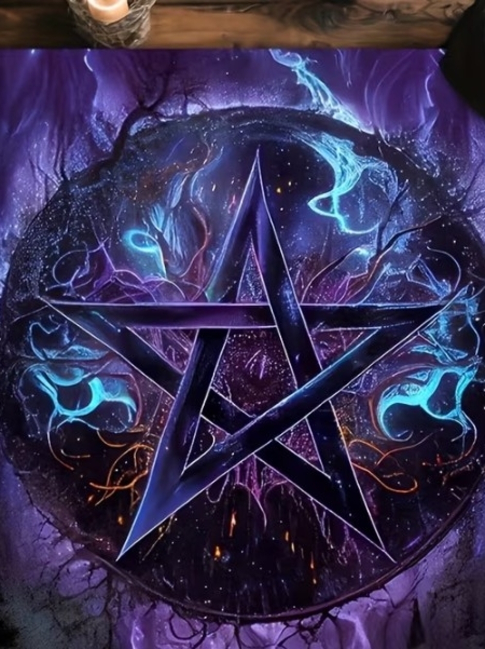 Mystic Pentagram Wall Art - Purple & Teal